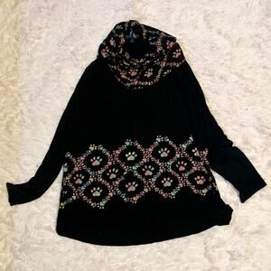 Greater Good Rainbow Paw Prints Animal Unique Dog Love Cowl Neck Stretchy Tunic